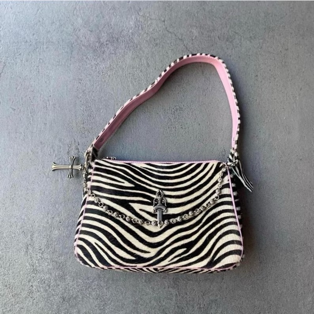 Hair-On Cowhide Zebra Shoulder Bag | Western Leather Purse | Statement Cowhide